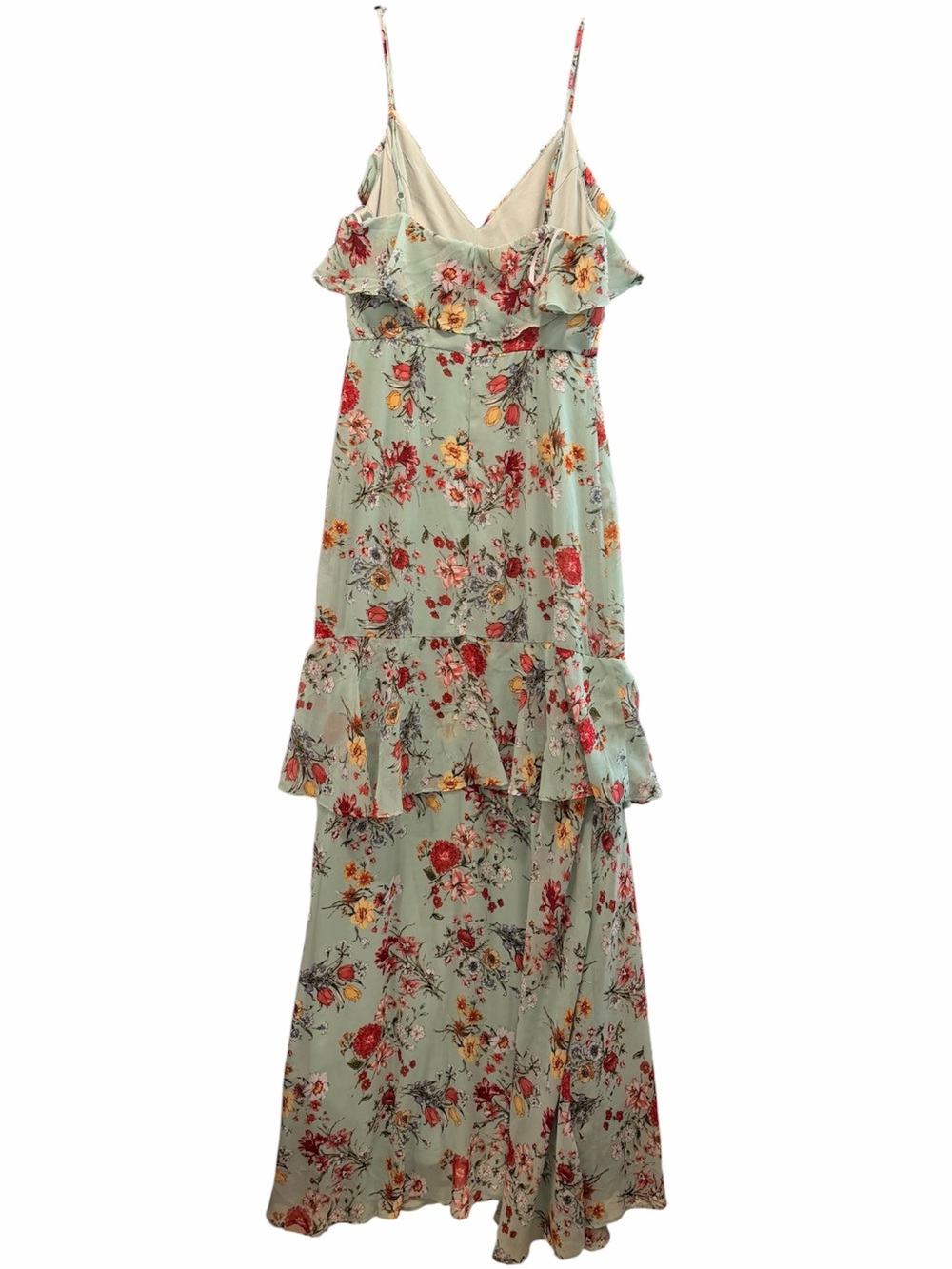 Lulu's Mint Floral High-Low Ruffle Maxi Dress - Picture 2 of 4
